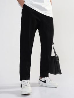 SHOWOFF - Edition Mens Black Corduroy Relaxed Fit Trouser