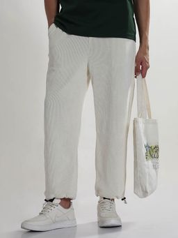 SHOWOFF - Edition Mens Cream Corduroy Relaxed Fit Trouser