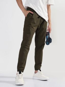 SHOWOFF - Edition Mens Brown Tapered Fit Joggers