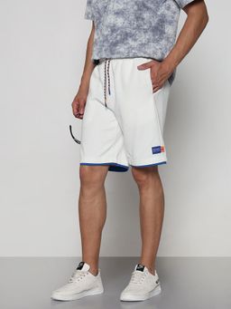 SHOWOFF - Men White Solid Cotton Relaxed Fit Shorts