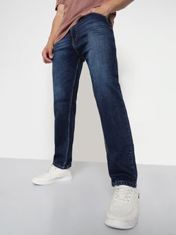 SHOWOFF - Men Navy Blue Relaxed Fit Jeans