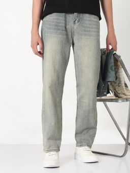 SHOWOFFFF - Men Blue Washed Straight Fit Jeans