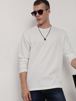 SHOWOFF - Men White Crew Neck Slim Fit T-Shirt