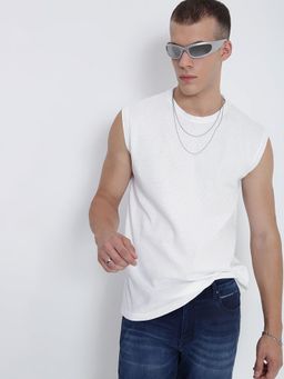 SHOWOFF - Men White Crew Neck Regular Fit T-Shirt