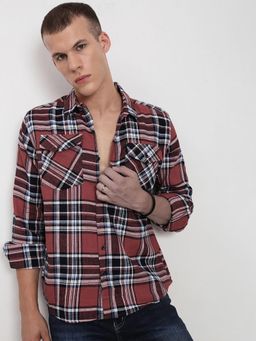 SHOWOFF - Men Rust Checks Shirt