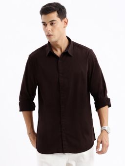 SHOWOFF - Men Brown Solid Shirt