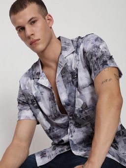 SHOWOFF - Men Purple Abstract Shirt