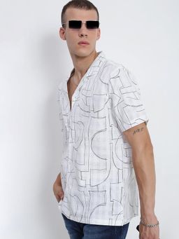 SHOWOFF - Men White Abstract Shirt