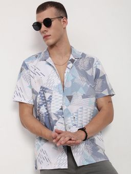 SHOWOFF - Men White Abstract Shirt