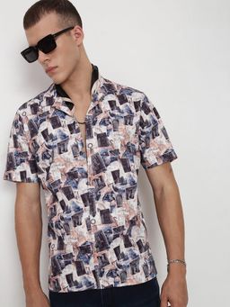 SHOWOFF - Men Maroon Abstract Shirt