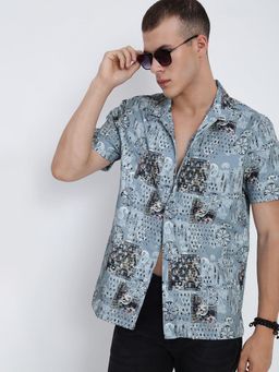 SHOWOFF - Men Green Abstract Shirt