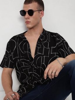 SHOWOFF - Men Black Abstract Shirt
