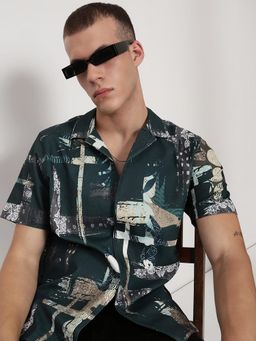 SHOWOFF - Men Green Abstract Shirt