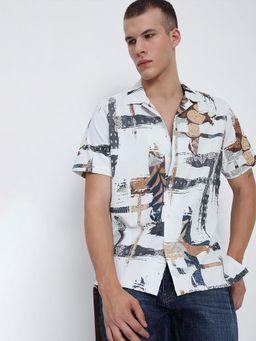 SHOWOFF - Men White Abstract Shirt