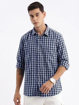 SHOWOFF - Men Navy Blue Checks Shirt