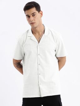 SHOWOFF - Men White Textured Shirt