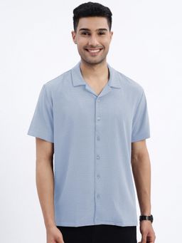 SHOWOFF - Men Blue Textured Shirt
