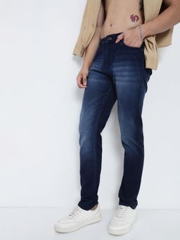 SHOWOFF - Men Navy Blue Slim Fit Jeans
