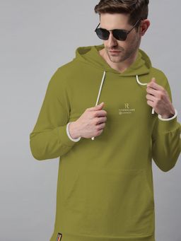 SHOWOFF - Men's Olive Hoodie With Kangaroo Pocket