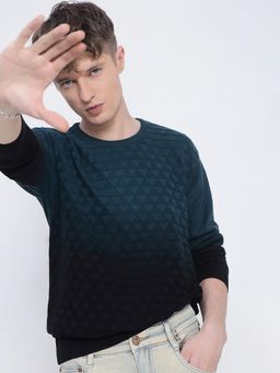 SHOWOFF - Men's Blue Ombre Textured Sweater