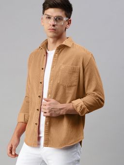 SHOWOFF - Men Brown Corduroy Shacket