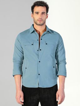 SHOWOFF - Men Blue Edition Snap Button Shacket