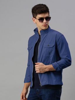 SHOWOFF - Men Blue Zipper Jacket