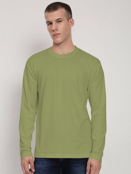 SHOWOFF - Men Green Long Sleeves Round Neck Slim Fit T-shirt
