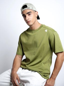 SHOWOFF - Men Green Short Sleeves Round Neck Relaxed Fit T-shirt
