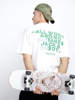 SHOWOFFFF - Men Typography White Short Sleeves Round Neck Relaxed Fit T-shirt