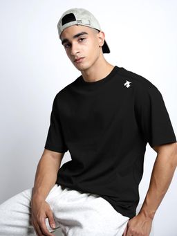 SHOWOFF - Men Black Short Sleeves Round Neck Relaxed Fit T-shirt