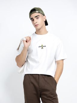 SHOWOFF - Men Graphic Print White Short Sleeves Round Neck Relaxed Fit T-shirt