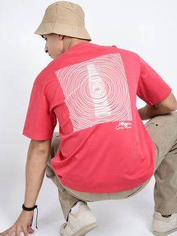 SHOWOFF - Men Graphic Print Red Short Sleeves Round Neck Relaxed Fit T-shirt