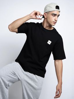 SHOWOFF - Men Black Short Sleeves Round Neck Oversized T-shirt