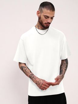 SHOWOFF - Men White Short Sleeves Round Neck Oversized T-shirt