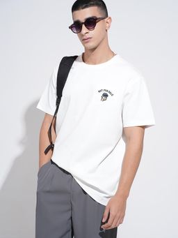 SHOWOFF - Men White Short Sleeves Round Neck Relaxed Fit T-shirt