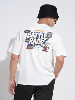 SHOWOFF - Men Graphic Print White Short Sleeves Round Neck Relaxed Fit T-shirt