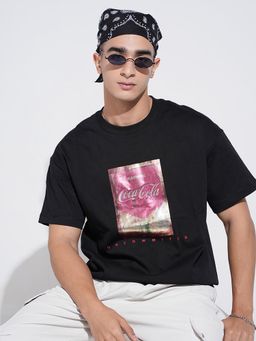 SHOWOFF - Men Graphic Print Black Short Sleeves Round Neck Relaxed Fit T-shirt