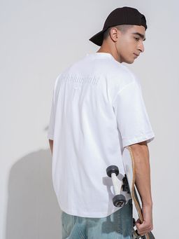 SHOWOFF - Men White Short Sleeves Round Neck Oversized T-shirt