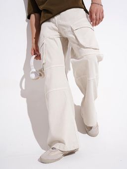 SHOWOFF - Cream Relaxed Fit Jeans