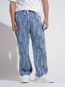 SHOWOFF - Blue Relaxed Fit Distressed Jeans