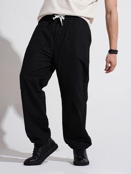 SHOWOFF - Mens Black Relaxed Fit Trackpant