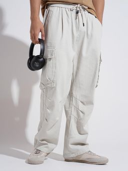 SHOWOFF - Mens Off White Straight Fit Cargo