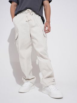 SHOWOFF - Mens White Relaxed Fit Cargo
