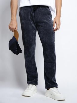 SHOWOFF - Mens Corduroy Grey Relaxed Fit Trackpant