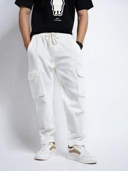 SHOWOFF - Mens White Tapered Fit Cargo