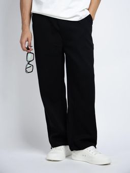 SHOWOFF - Mens Black Straight Fit Trackpant