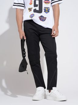 SHOWOFF - Mens Black Regular Fit Trackpant