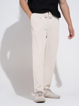 SHOWOFF - Mens Cream Loose Fit Trackpant