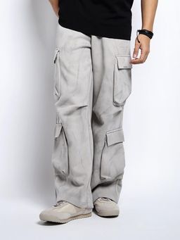SHOWOFF - Mens Grey Relaxed Fit Cargo